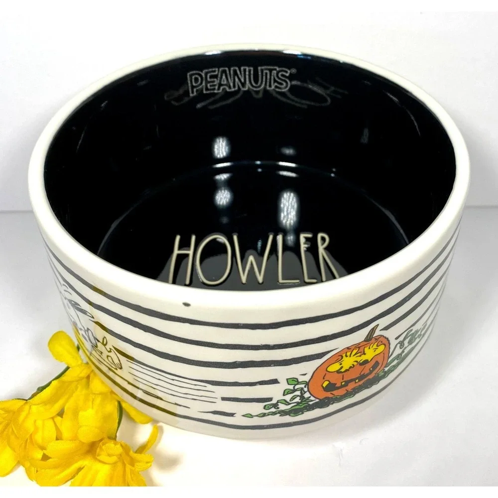 Rae Dunn Peanuts Howler Ceramic Pet Dog Bowl 6